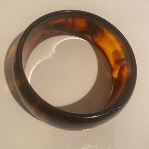 Vintage Bangle Bracelet Plastic Acrylic Lucite Apple Juice Swirl Wide Funky